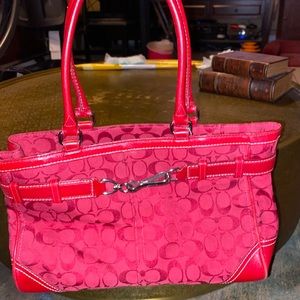 Authentic Coach Monogram Satchel Burgundy